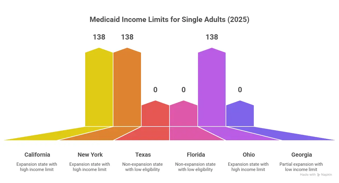 Medicaid Income Limits by State (Adults, 2025)