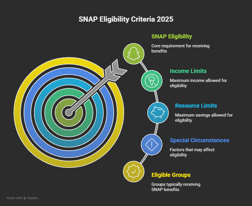 Infographic showing snap eligibility criteria 2025