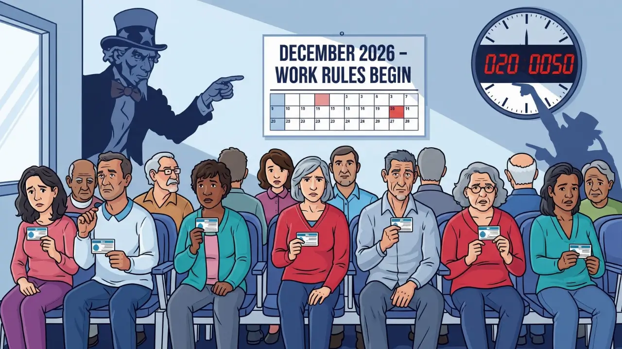 Medicaid work requirements 2026 showing patients worried about losing health coverage as new rules begin.