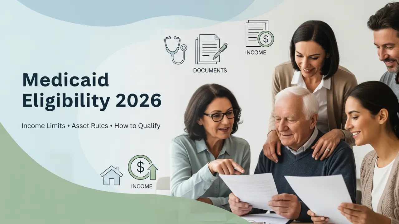 Medicaid eligibility 2026 guide showing income limits, asset rules, and qualification requirements for adults and seniors