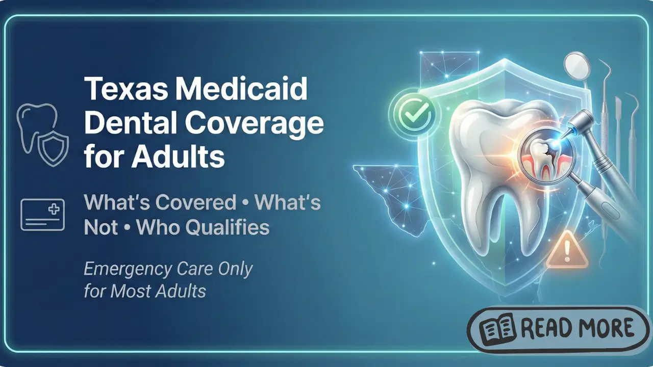 Texas Medicaid dental coverage for adults showing emergency dental care emphasis and limited routine coverage