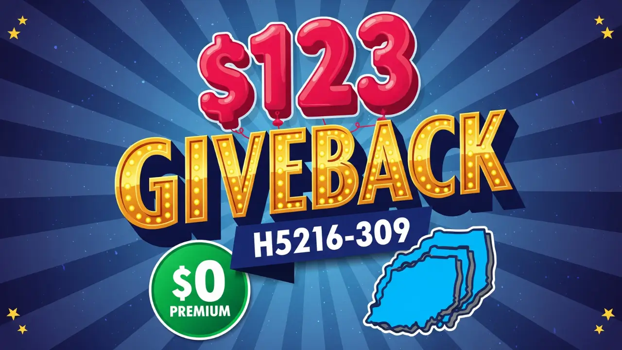 H5216-309 Medicare Advantage Plan $123 Monthly Giveback $0 Premium Indiana Ohio Kentucky Coverage