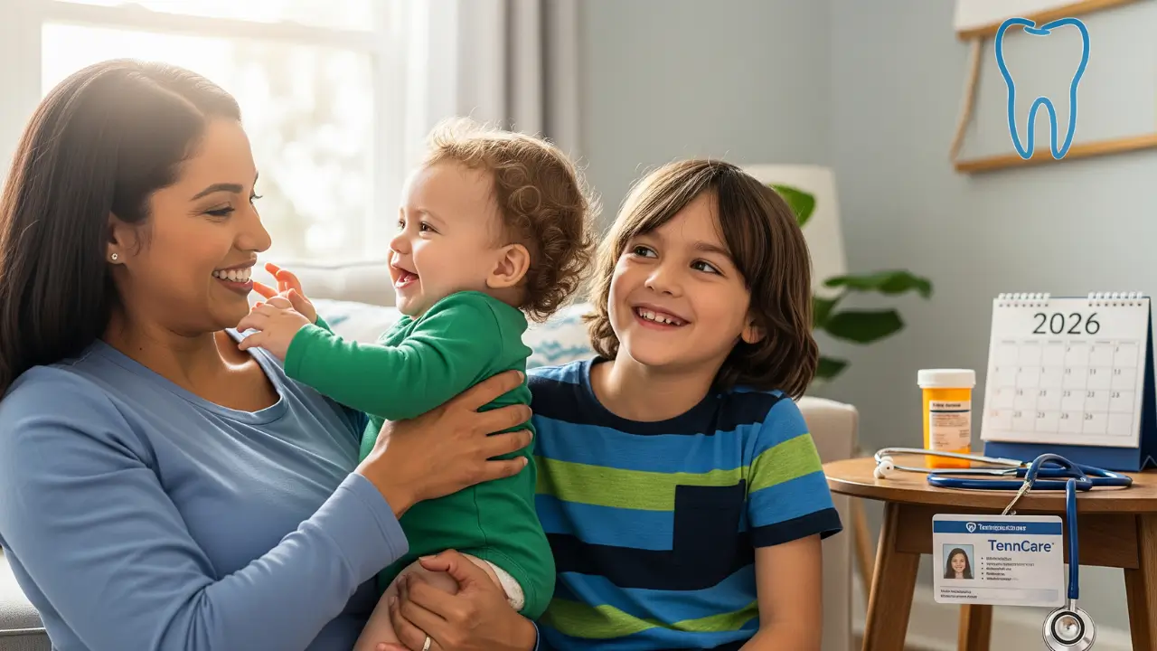 Tennessee family reviewing Medicaid TennCare eligibility documents with 2026 income limits and healthcare coverage information