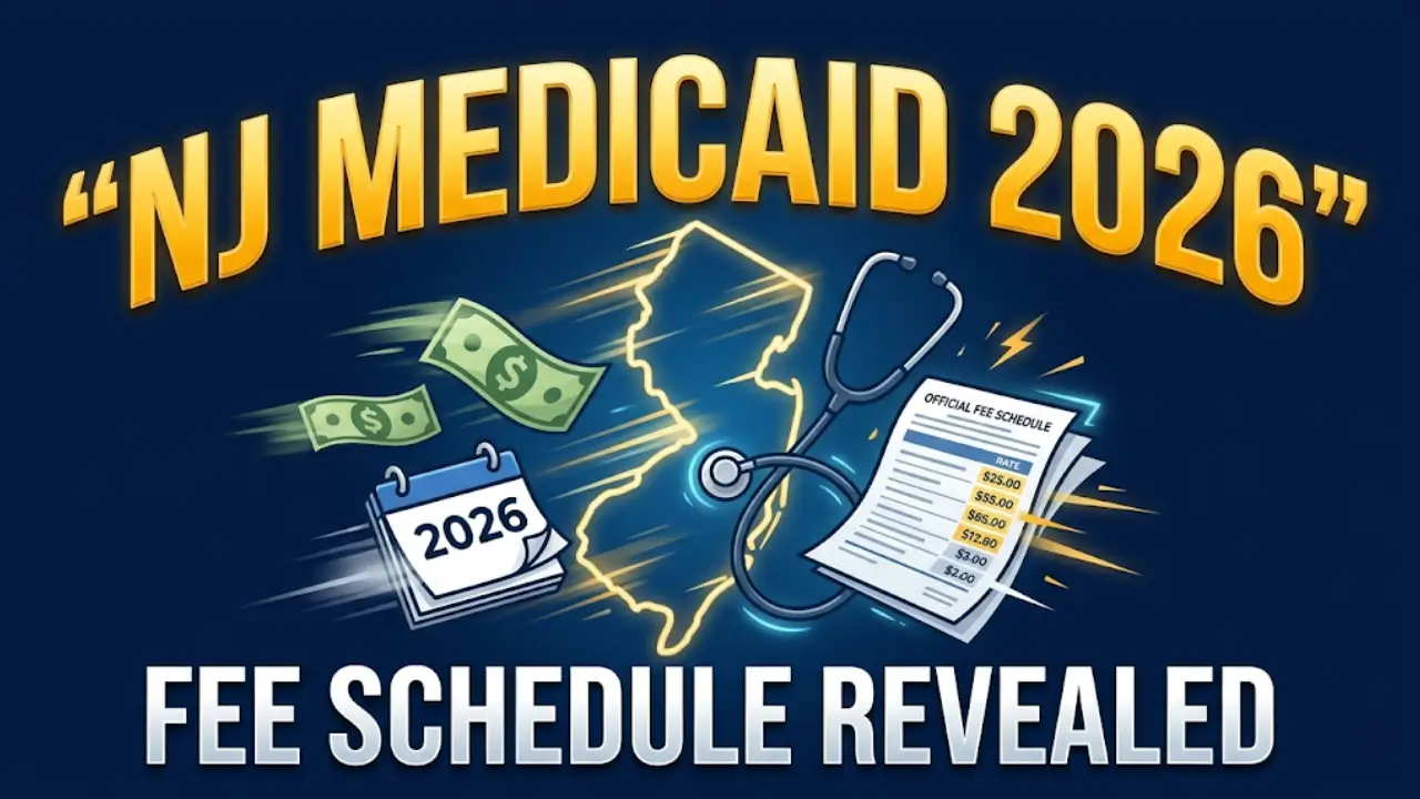 New Jersey Medicaid 2026 Fee Schedule vector graphic showing official rates updates NJ DHS NJMMIS