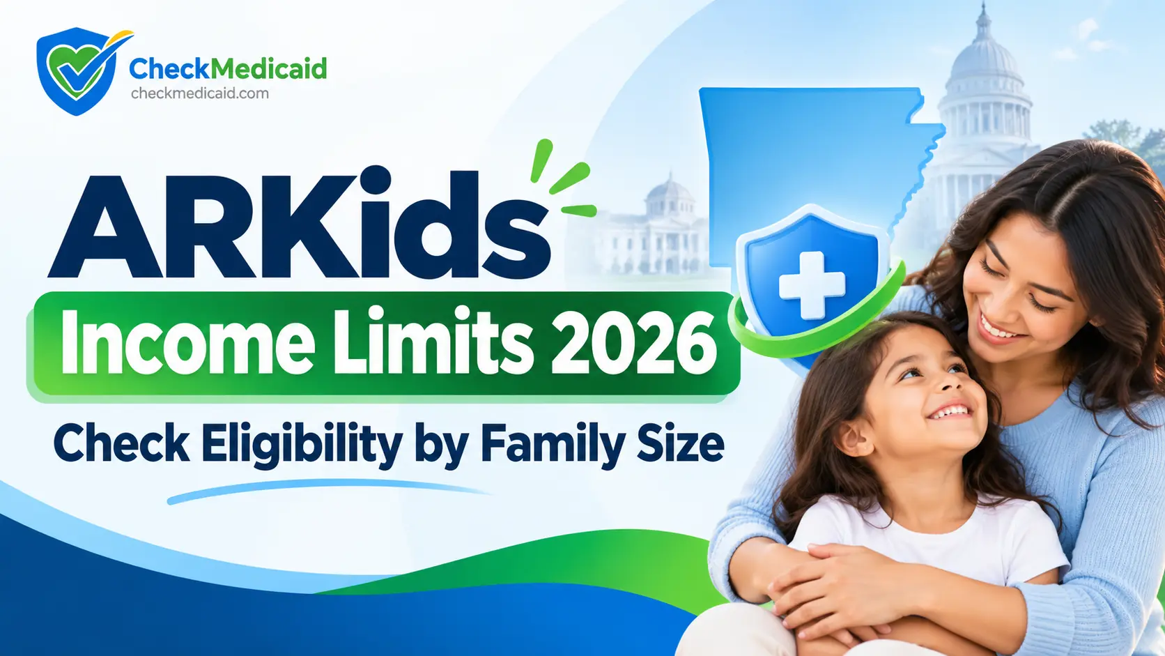 ARKids Income Limits 2026 chart for checking children's health coverage eligibility by family size in Arkansas